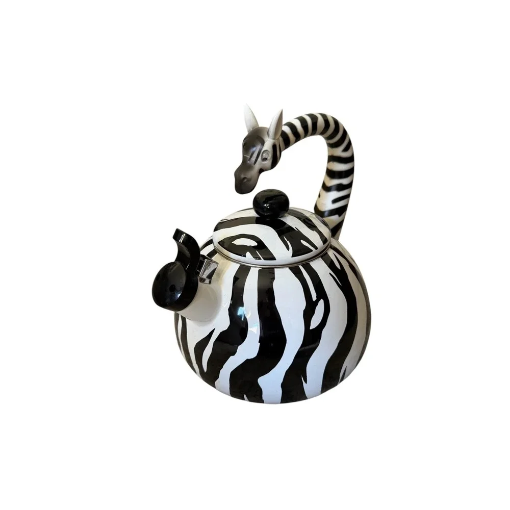 Supreme ZEBRA Whistling Enamel Tea Kettle 2.3q VTG Inspired Animal Print Unique